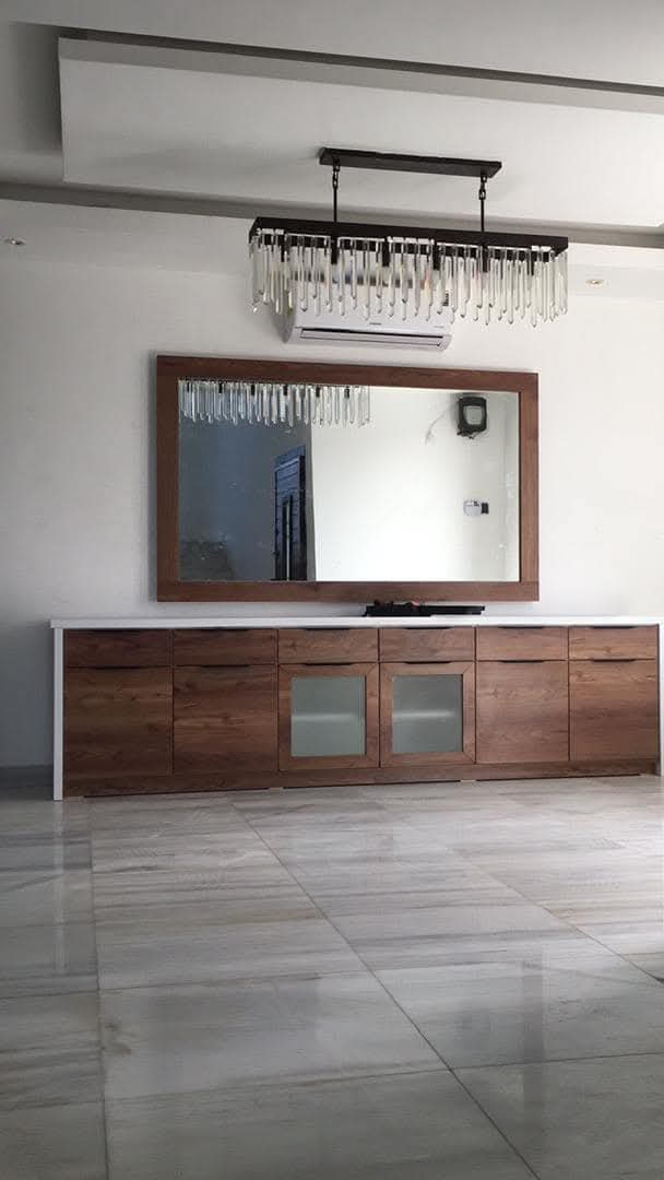 Custom Wood Sideboard & Mirror Frame