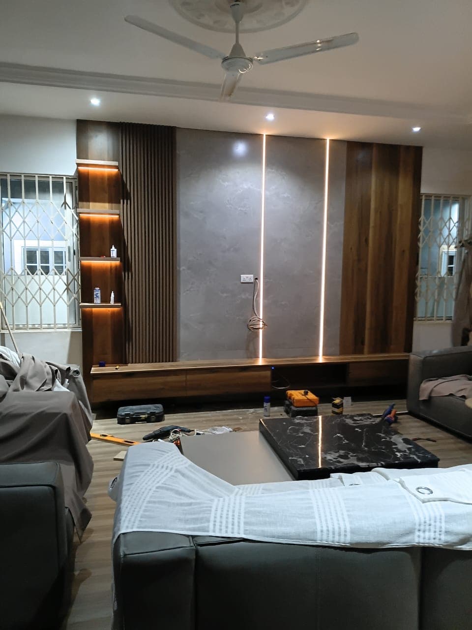 Interior Wood Panel with LED Lighting