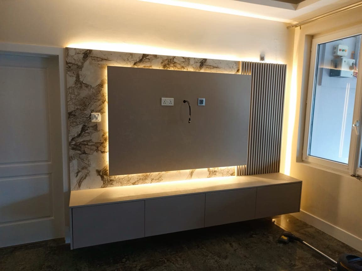 LED Marble TV Wall — Tech1 Wood Works Accra