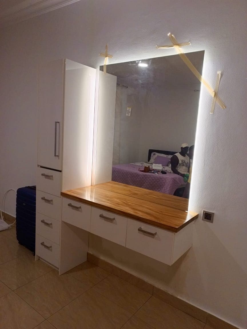 LED mirror vanity and dressing table — Tech1 Wood Works Accra