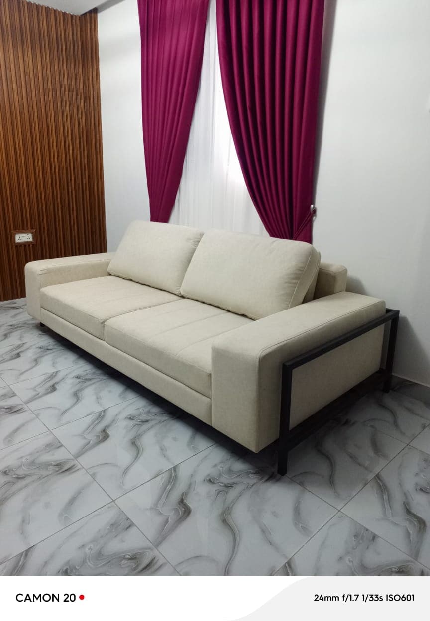 Modern Sofa with Wood Slat Wall